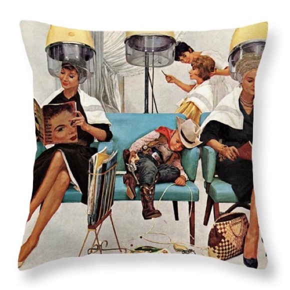 Kurt Ard - Cowboy Asleep In Beauty Salon - 20x20 inch throw cushion - Picture 2 of 8